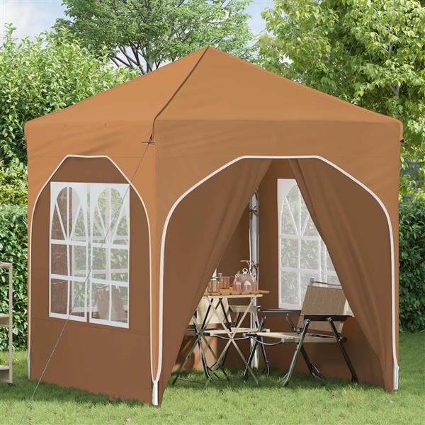 Grote foto vidaxl pop up feesttent 192 x 192 x 245 cm beige tuin en terras overige tuin en terras
