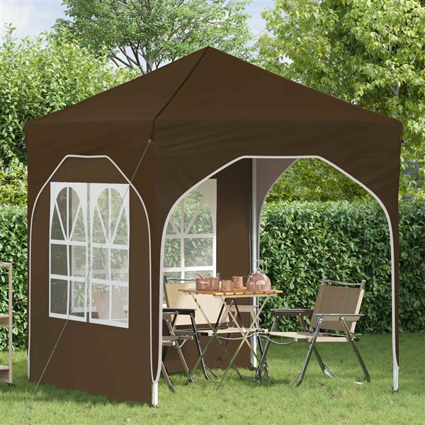 Grote foto vidaxl pop up feesttent 192 x 192 x 245 cm taupe tuin en terras overige tuin en terras