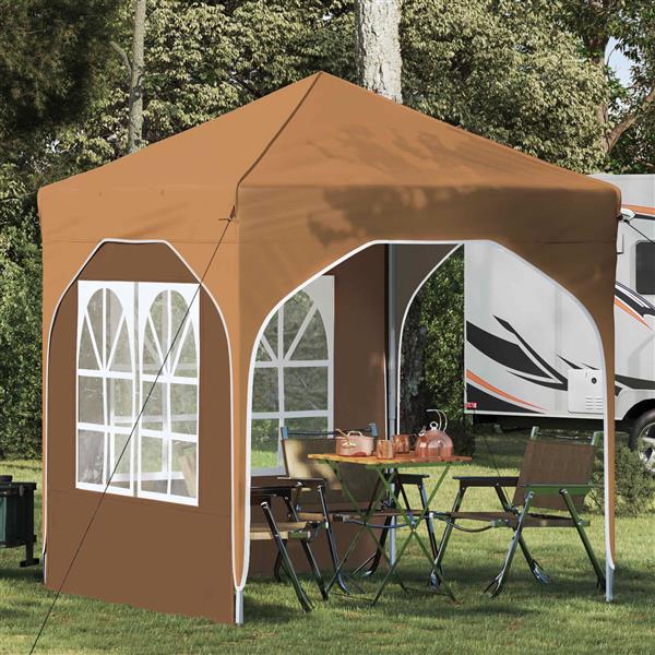 Grote foto vidaxl pop up feesttent 192 x 192 x 245 cm beige tuin en terras overige tuin en terras