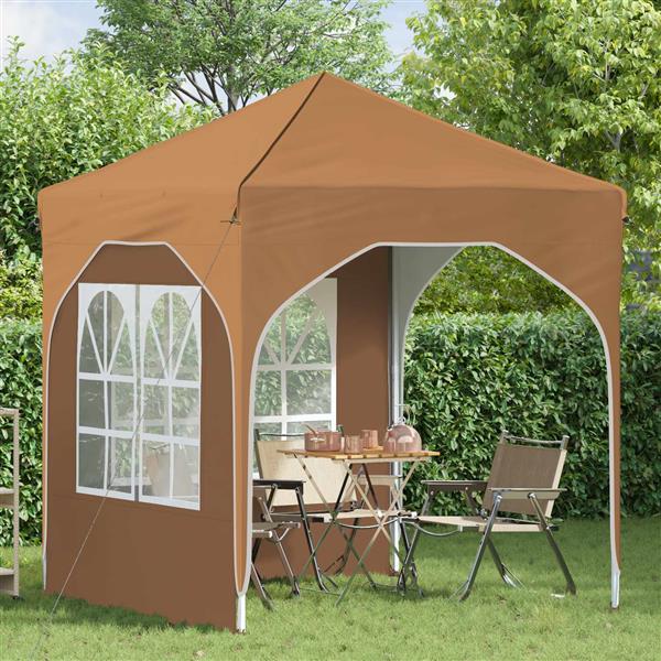 Grote foto vidaxl pop up feesttent 192 x 192 x 245 cm beige tuin en terras overige tuin en terras