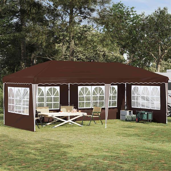 Grote foto vidaxl pop up feesttent 575 x 289 x 245 cm bruin tuin en terras overige tuin en terras