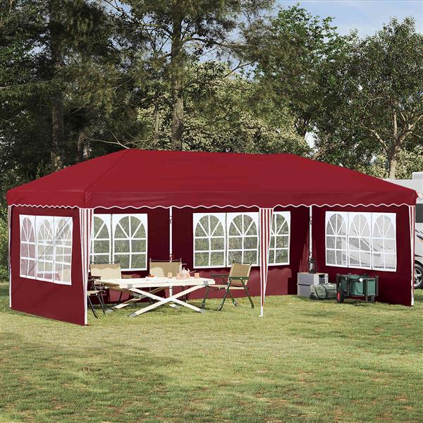 Grote foto vidaxl pop up feesttent 575 x 289 x 245 cm bordeauxrood tuin en terras overige tuin en terras