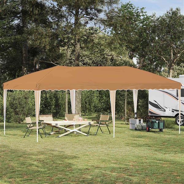 Grote foto vidaxl pop up feesttent 575 x 290 x 245 cm beige tuin en terras overige tuin en terras