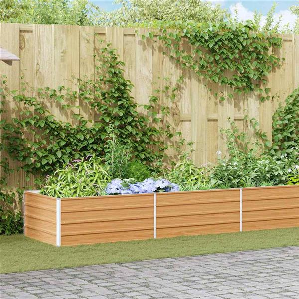 Grote foto vidaxl verhoogde plantenbak licht bruin 600 x 80 x 45 cm tuin en terras overige tuin en terras