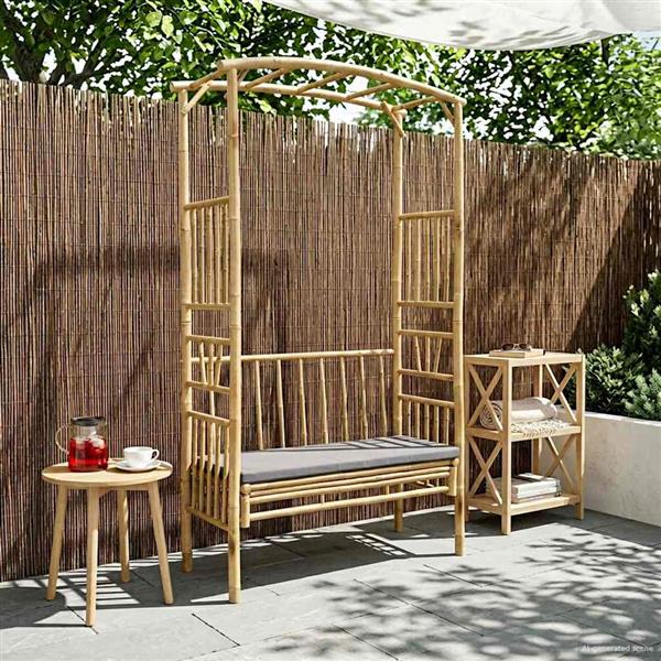 Grote foto vidaxl tuinboog met bank naturel 115 x 50 x 205 cm bamboe tuin en terras overige tuin en terras