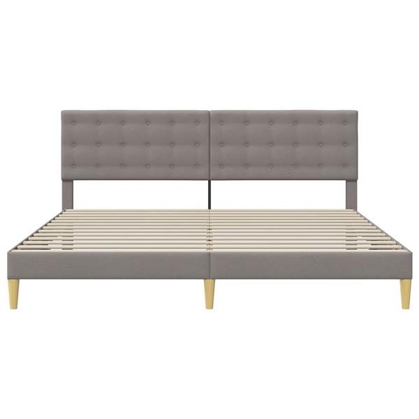 Grote foto vidaxl bedframe met hoofdeinde taupe 200 x 200 cm stof antiek en kunst stoelen en banken