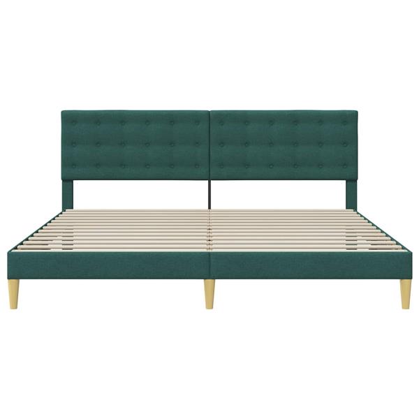 Grote foto vidaxl bedframe met hoofdeinde donkergroen 200 x 200 cm stof antiek en kunst stoelen en banken