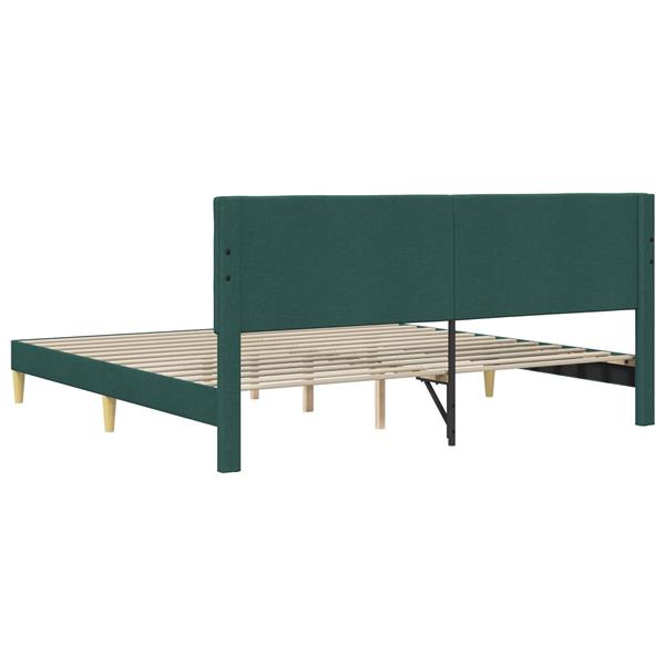 Grote foto vidaxl bedframe met hoofdeinde donkergroen 200 x 200 cm stof antiek en kunst stoelen en banken