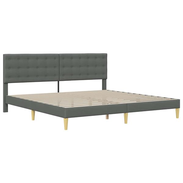 Grote foto vidaxl bedframe met hoofdeinde donkergrijs 200 x 200 cm stof antiek en kunst stoelen en banken
