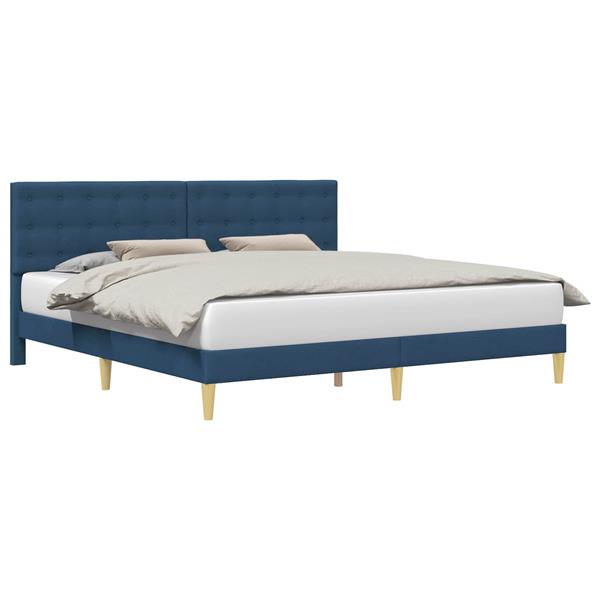 Grote foto vidaxl bedframe met hoofdeinde blauw 180 x 200 cm stof antiek en kunst stoelen en banken