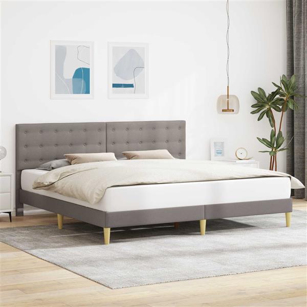 Grote foto vidaxl bedframe met hoofdeinde taupe 180 x 200 cm stof antiek en kunst stoelen en banken