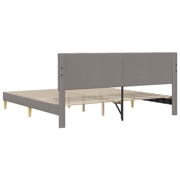 Grote foto vidaxl bedframe met hoofdeinde taupe 180 x 200 cm stof antiek en kunst stoelen en banken