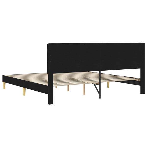 Grote foto vidaxl bedframe met hoofdeinde zwart 180 x 200 cm stof antiek en kunst stoelen en banken