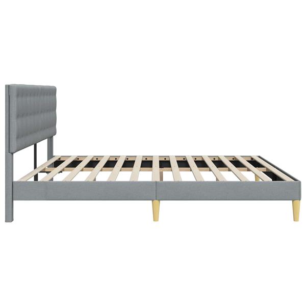 Grote foto vidaxl bedframe met hoofdeinde lichtgrijs 180 x 200 cm stof antiek en kunst stoelen en banken