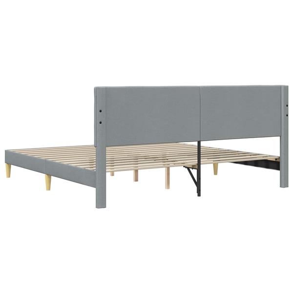 Grote foto vidaxl bedframe met hoofdeinde lichtgrijs 180 x 200 cm stof antiek en kunst stoelen en banken