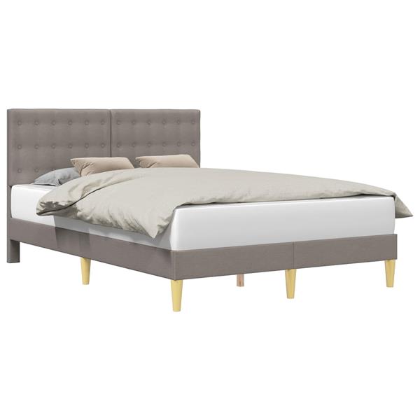 Grote foto vidaxl bedframe met hoofdeinde taupe 160 x 200 cm stof antiek en kunst stoelen en banken