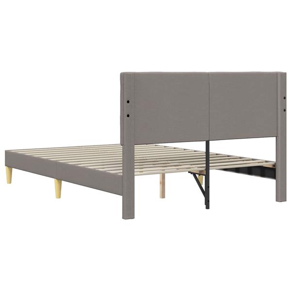 Grote foto vidaxl bedframe met hoofdeinde taupe 160 x 200 cm stof antiek en kunst stoelen en banken