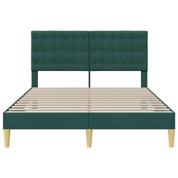 Grote foto vidaxl bedframe met hoofdeinde donkergroen 160 x 200 cm stof antiek en kunst stoelen en banken