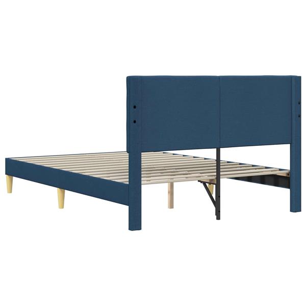 Grote foto vidaxl bedframe met hoofdeinde blauw 140 x 200 cm stof antiek en kunst stoelen en banken