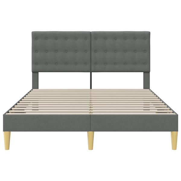 Grote foto vidaxl bedframe met hoofdeinde donkergrijs 140 x 200 cm stof antiek en kunst stoelen en banken