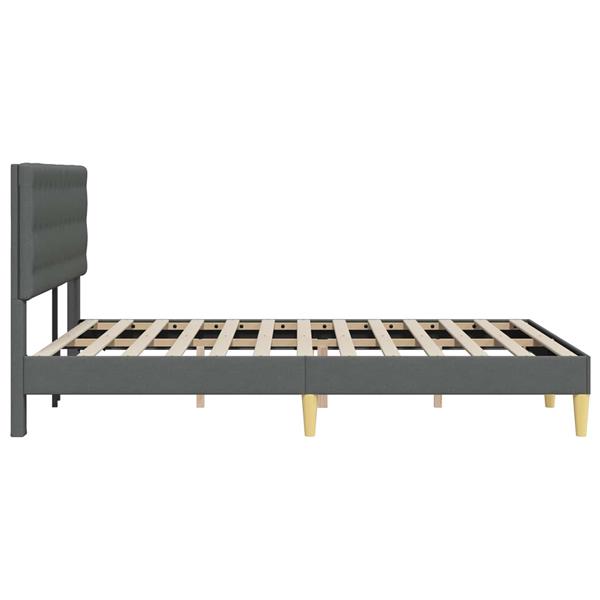 Grote foto vidaxl bedframe met hoofdeinde donkergrijs 140 x 200 cm stof antiek en kunst stoelen en banken