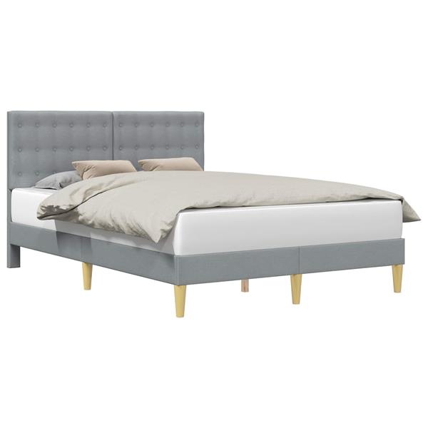 Grote foto vidaxl bedframe met hoofdeinde lichtgrijs 140 x 200 cm stof antiek en kunst stoelen en banken
