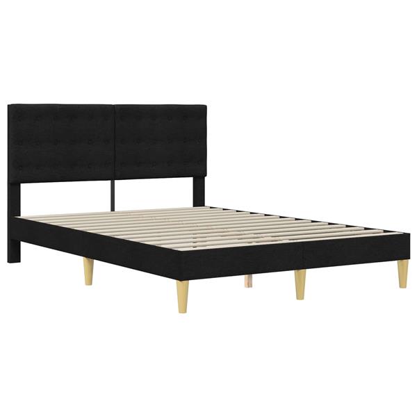 Grote foto vidaxl bedframe met hoofdeinde zwart 140 x 190 cm stof antiek en kunst stoelen en banken