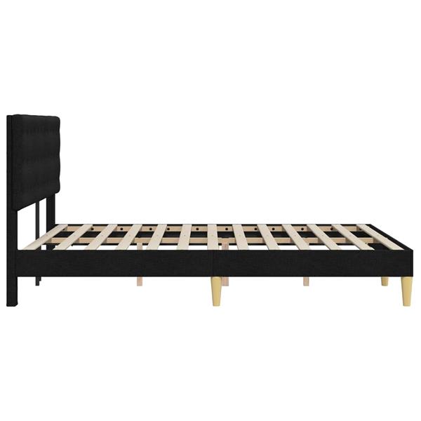 Grote foto vidaxl bedframe met hoofdeinde zwart 140 x 190 cm stof antiek en kunst stoelen en banken
