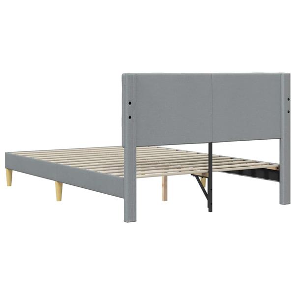 Grote foto vidaxl bedframe met hoofdeinde lichtgrijs 140 x 190 cm stof antiek en kunst stoelen en banken