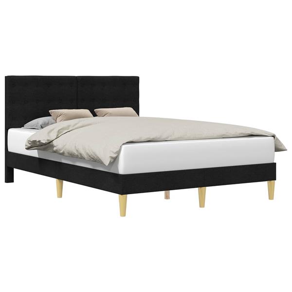 Grote foto vidaxl bedframe met hoofdeinde zwart 120 x 190 cm stof antiek en kunst stoelen en banken