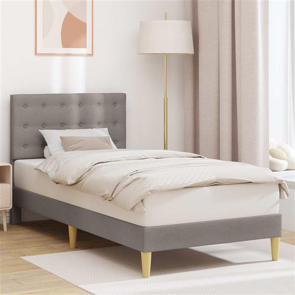 Grote foto vidaxl bedframe met hoofdeinde taupe 100 x 200 cm stof antiek en kunst stoelen en banken