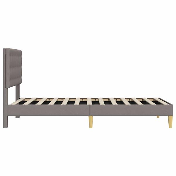 Grote foto vidaxl bedframe met hoofdeinde taupe 100 x 200 cm stof antiek en kunst stoelen en banken