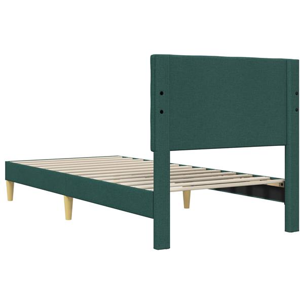 Grote foto vidaxl bedframe met hoofdeinde donkergroen 100 x 200 cm stof antiek en kunst stoelen en banken