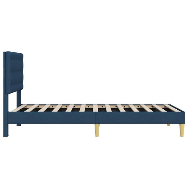 Grote foto vidaxl bedframe met hoofdeinde blauw 90 x 200 cm stof antiek en kunst stoelen en banken