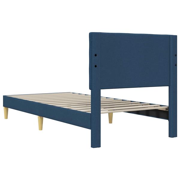 Grote foto vidaxl bedframe met hoofdeinde blauw 90 x 200 cm stof antiek en kunst stoelen en banken