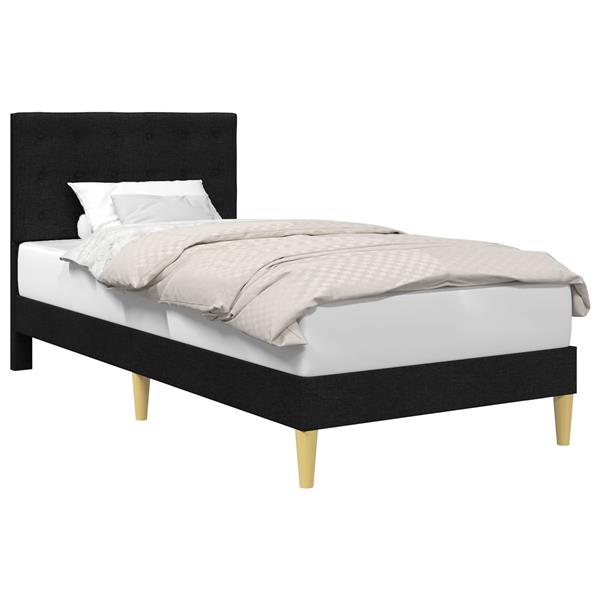 Grote foto vidaxl bedframe met hoofdeinde zwart 90 x 200 cm stof antiek en kunst stoelen en banken