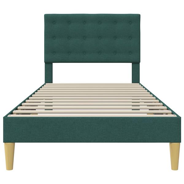 Grote foto vidaxl bedframe met hoofdeinde donkergroen 90 x 190 cm stof antiek en kunst stoelen en banken