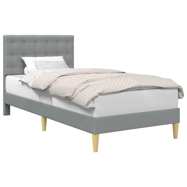 Grote foto vidaxl bedframe met hoofdeinde lichtgrijs 90 x 190 cm stof antiek en kunst stoelen en banken