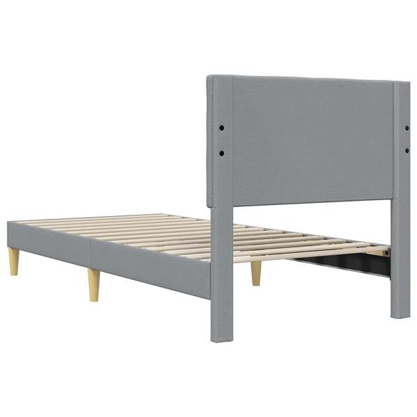 Grote foto vidaxl bedframe met hoofdeinde lichtgrijs 90 x 190 cm stof antiek en kunst stoelen en banken