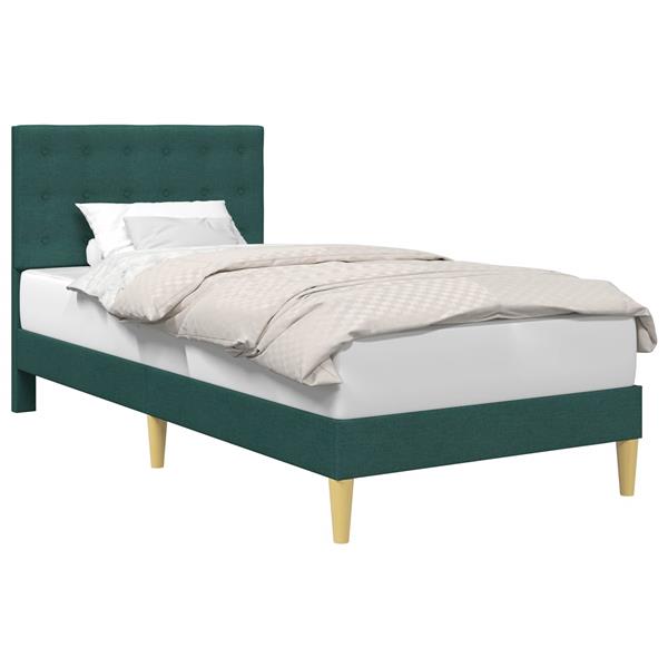 Grote foto vidaxl bedframe met hoofdeinde donkergroen 80 x 200 cm stof antiek en kunst stoelen en banken