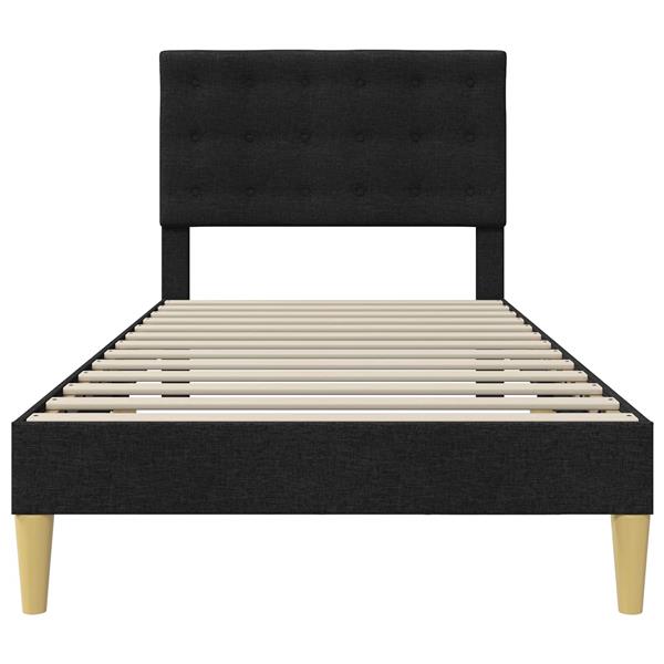 Grote foto vidaxl bedframe met hoofdeinde zwart 80 x 200 cm stof antiek en kunst stoelen en banken