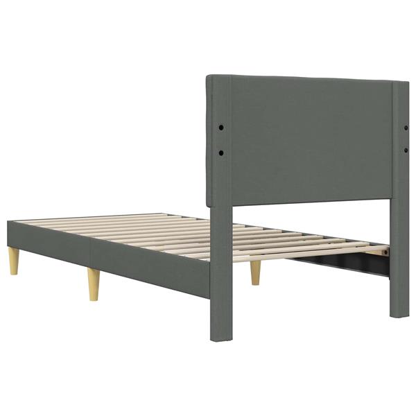 Grote foto vidaxl bedframe met hoofdeinde donkergrijs 80 x 200 cm stof antiek en kunst stoelen en banken