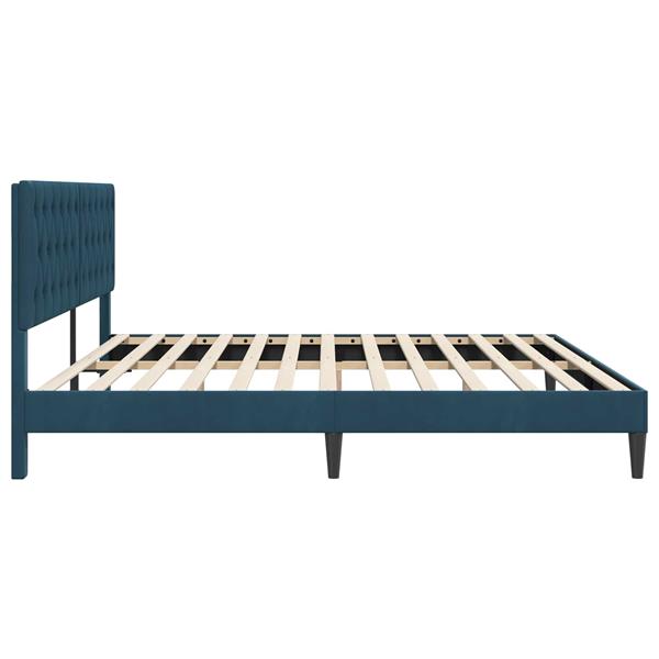 Grote foto vidaxl bedframe met hoofdeinde blauw 200 x 200 cm fluweel antiek en kunst stoelen en banken