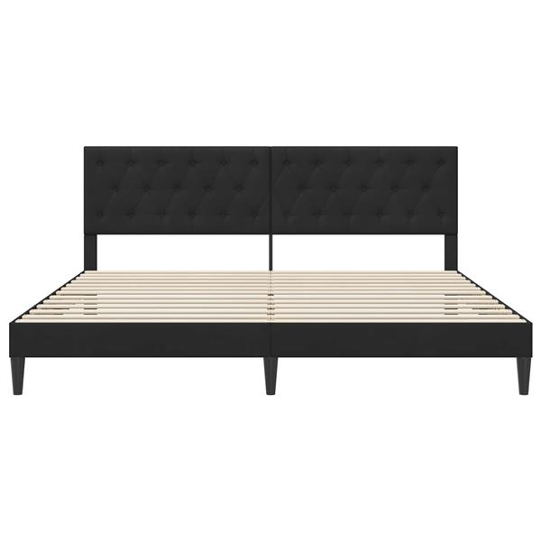 Grote foto vidaxl bedframe met hoofdeinde zwart 200 x 200 cm fluweel antiek en kunst stoelen en banken