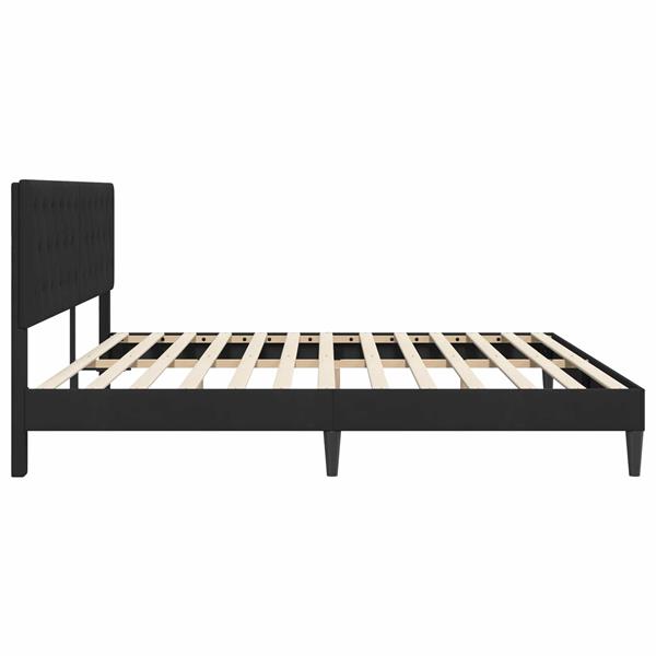 Grote foto vidaxl bedframe met hoofdeinde zwart 200 x 200 cm fluweel antiek en kunst stoelen en banken
