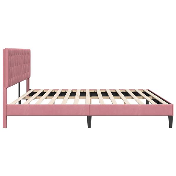 Grote foto vidaxl bedframe met hoofdeinde roze 200 x 200 cm fluweel antiek en kunst stoelen en banken