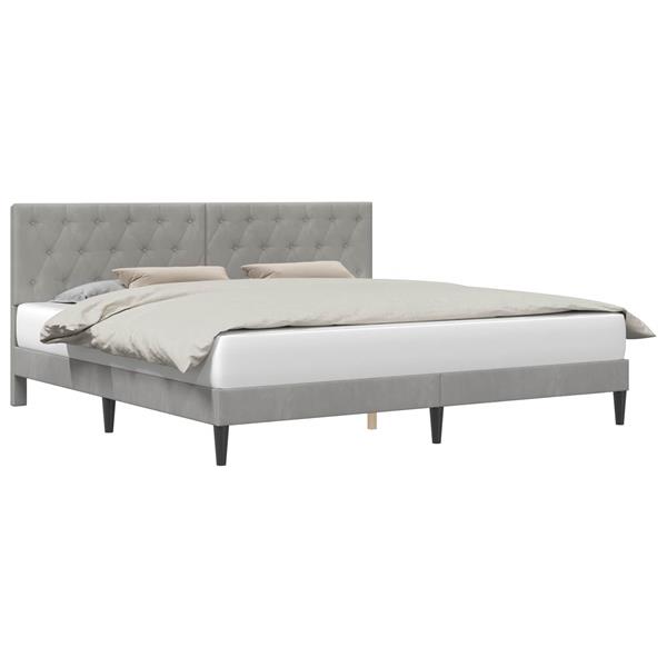 Grote foto vidaxl bedframe met hoofdeinde lichtgrijs 200 x 200 cm fluweel antiek en kunst stoelen en banken