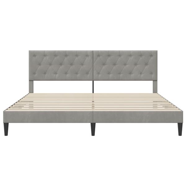 Grote foto vidaxl bedframe met hoofdeinde lichtgrijs 180 x 200 cm fluweel antiek en kunst stoelen en banken