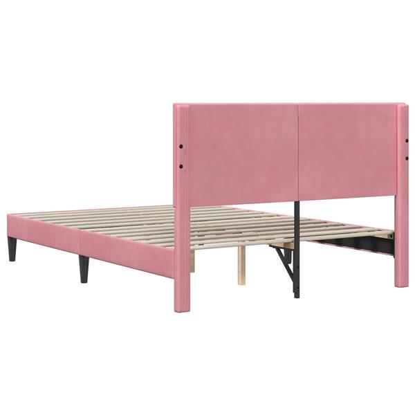 Grote foto vidaxl bedframe met hoofdeinde roze 160 x 200 cm fluweel antiek en kunst stoelen en banken