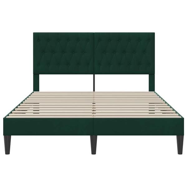 Grote foto vidaxl bedframe met hoofdeinde donkergroen 160 x 200 cm fluweel antiek en kunst stoelen en banken